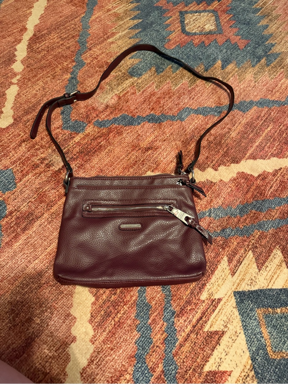 Dana Buchman Burgundy Pebbled Leather Crossbody